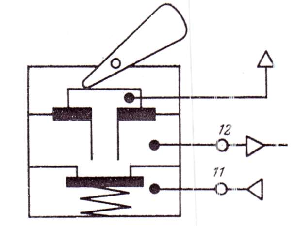Принципиальная схема пневмотумблера типа П1Т.2